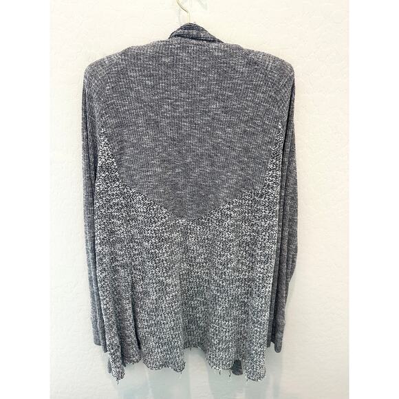 UMGEE | Plus Size Gray Ribbed Lightweight Waterfall Open Front Cardigan | 2XL - Picture 4 of 5